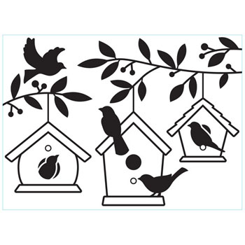 Embossing Folders Birdhouses in Tree 4.25